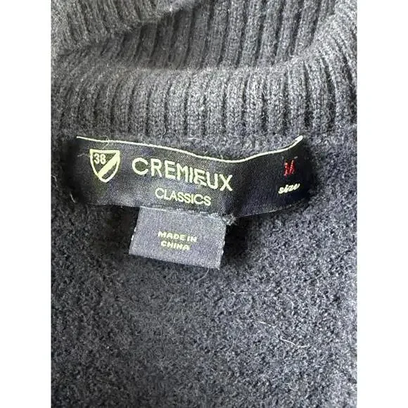 Cremieux Classics Wool Navy Blue Cable Knit Turtleneck Sweater - Size - Medium